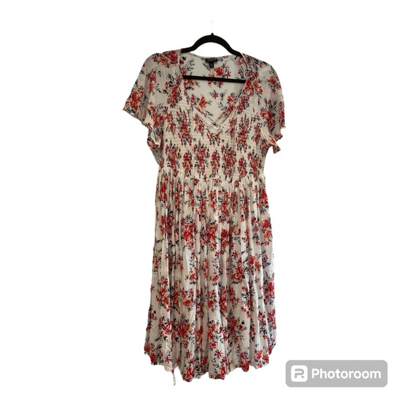 torrid Dresses & Skirts - Torrid Mini Chiffon Smocked Dress Size 0 Floral Print 12 Cottage Core White